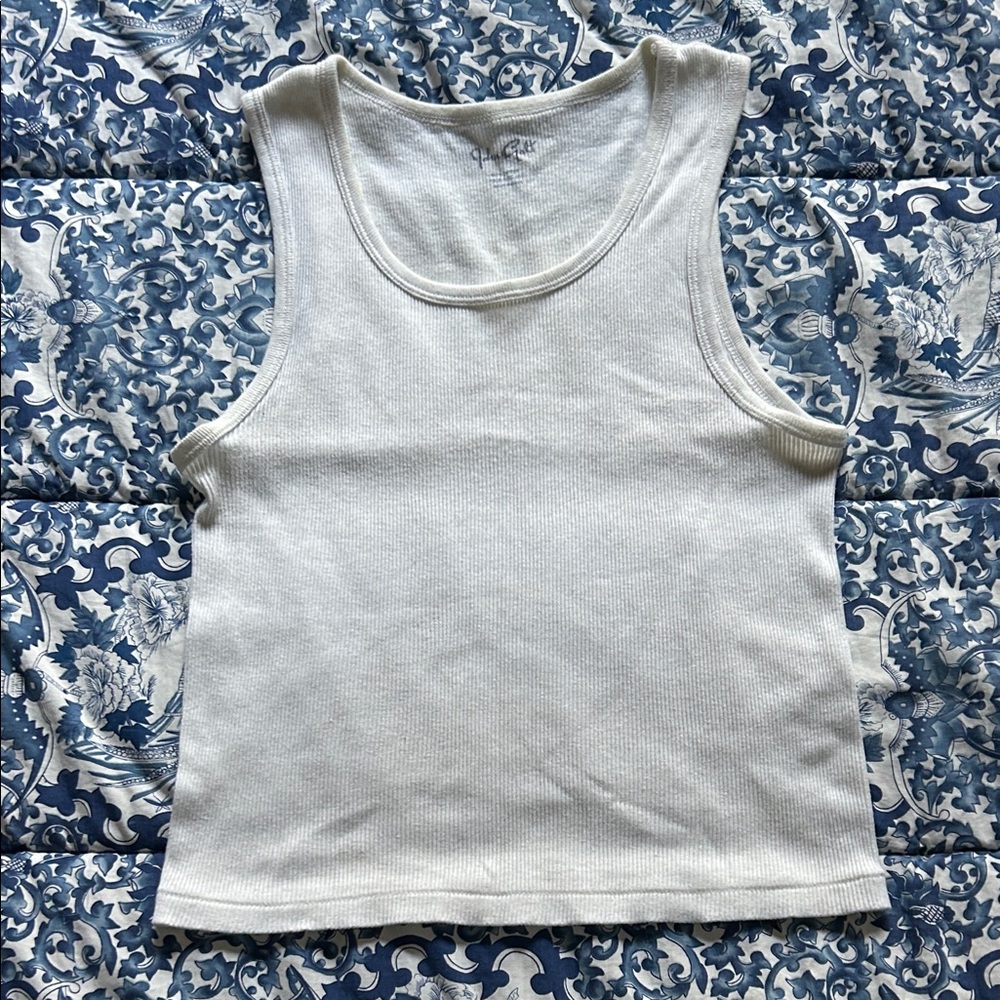 Brandy Melville Cream Ribbed Tank Top